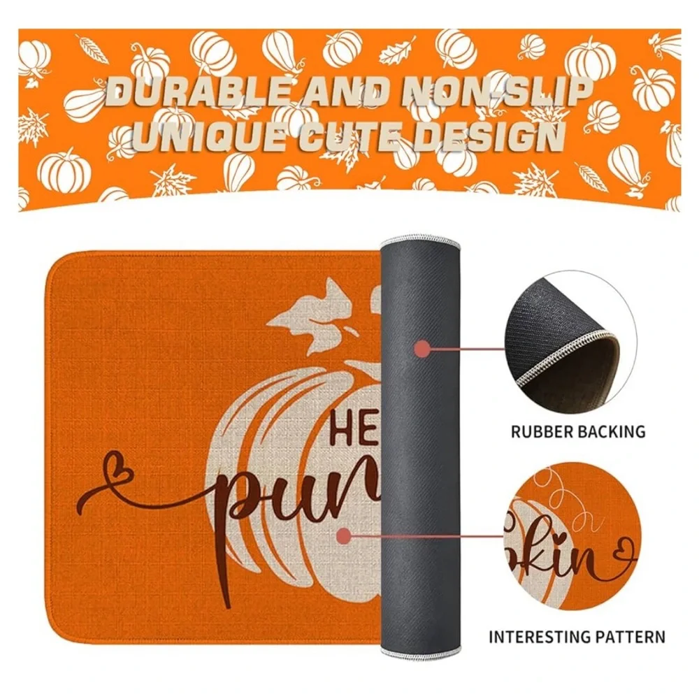 Hello Fall Pumpkin Mat, Set of 2
